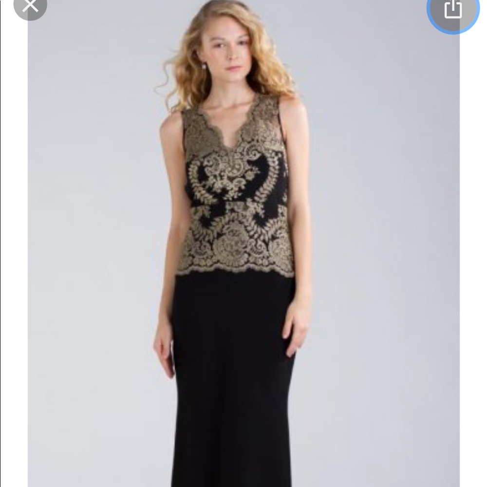 Badgley Mishka gilded lace evening gown- gorgeous!